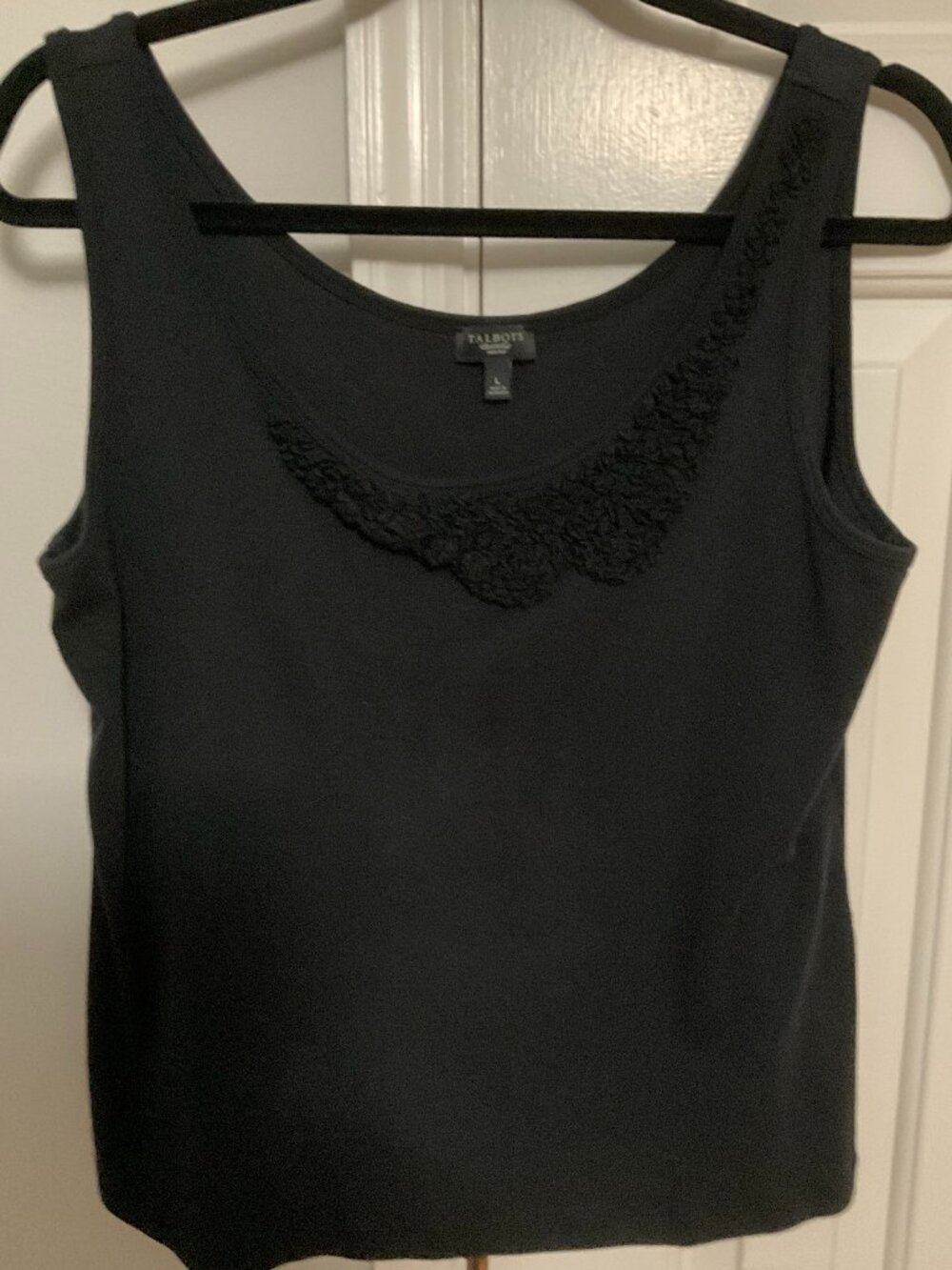 Talbots Embellished Sleeveless Black Tank Top Size Large